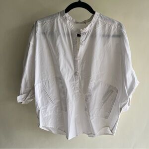 SBJ Austin Isabel? Blouse Women’s Sz 1 Sm? Med? White EUC 3/4 Sleeve Popover